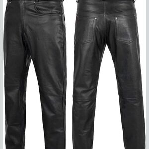 Men's Black Leather ALPHA CYCLE Gear Jeans SZ 42